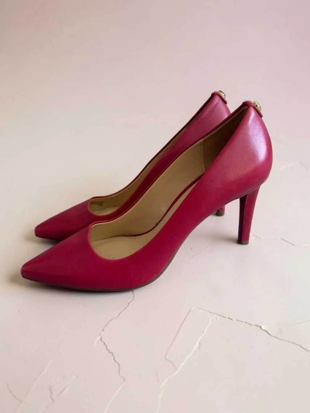 MICHAEL KORS Red Leather Heels Size 7.5 Womens